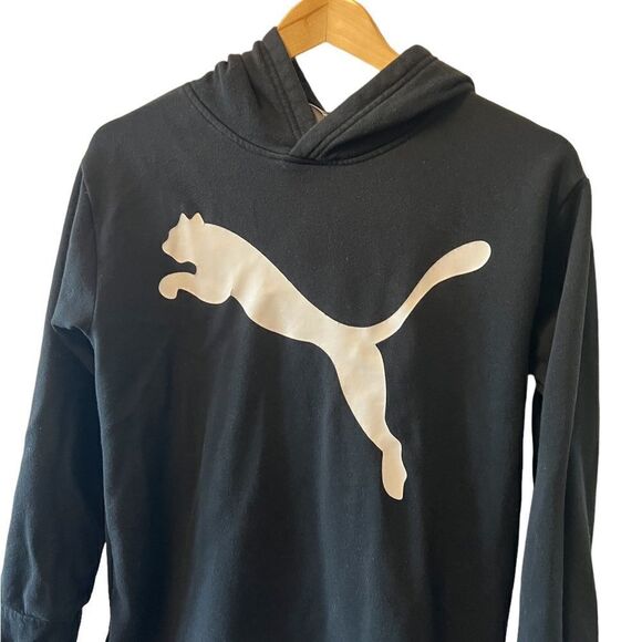 KIDS PUMA Black Graphic Print Pullover Hooded Sweatshirt L (14-16) - Picture 2 of 7